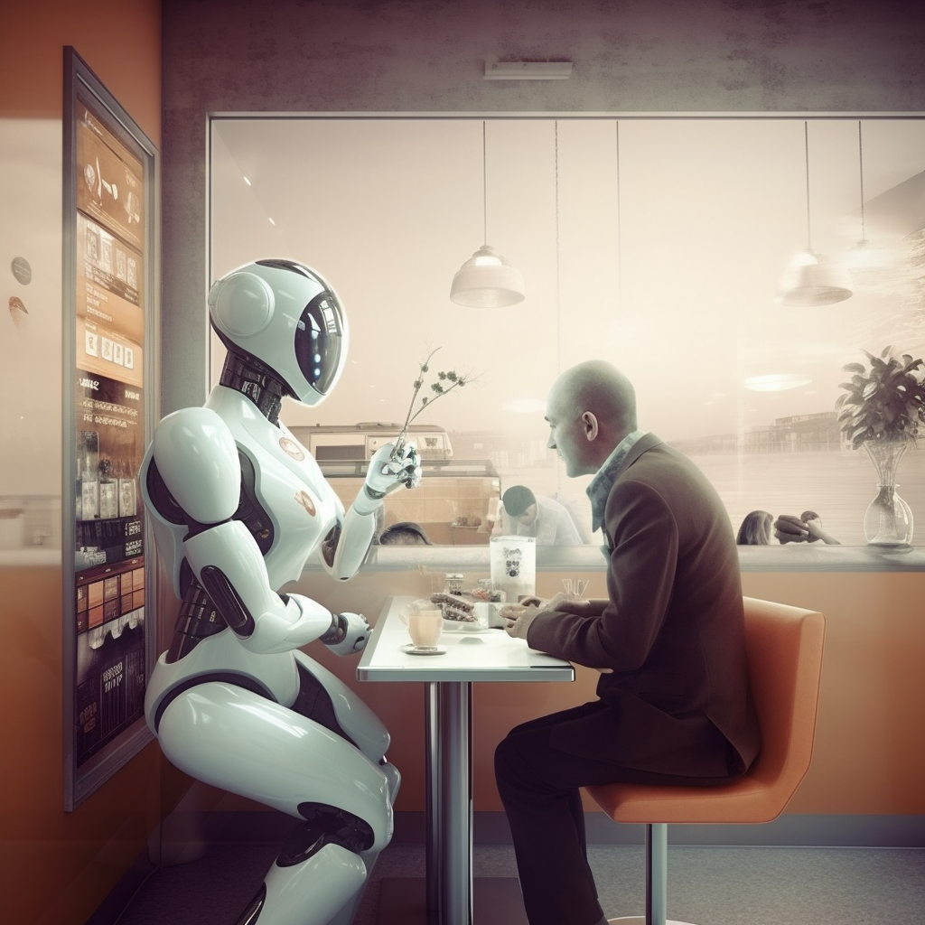 robot chatting with a customer