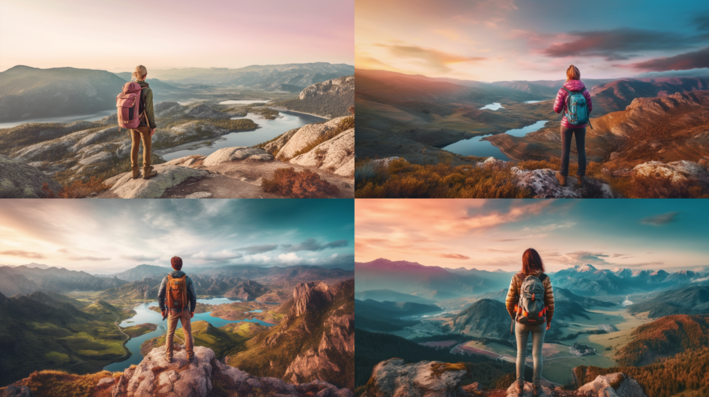 content creator, hiker, mountain landscape shot