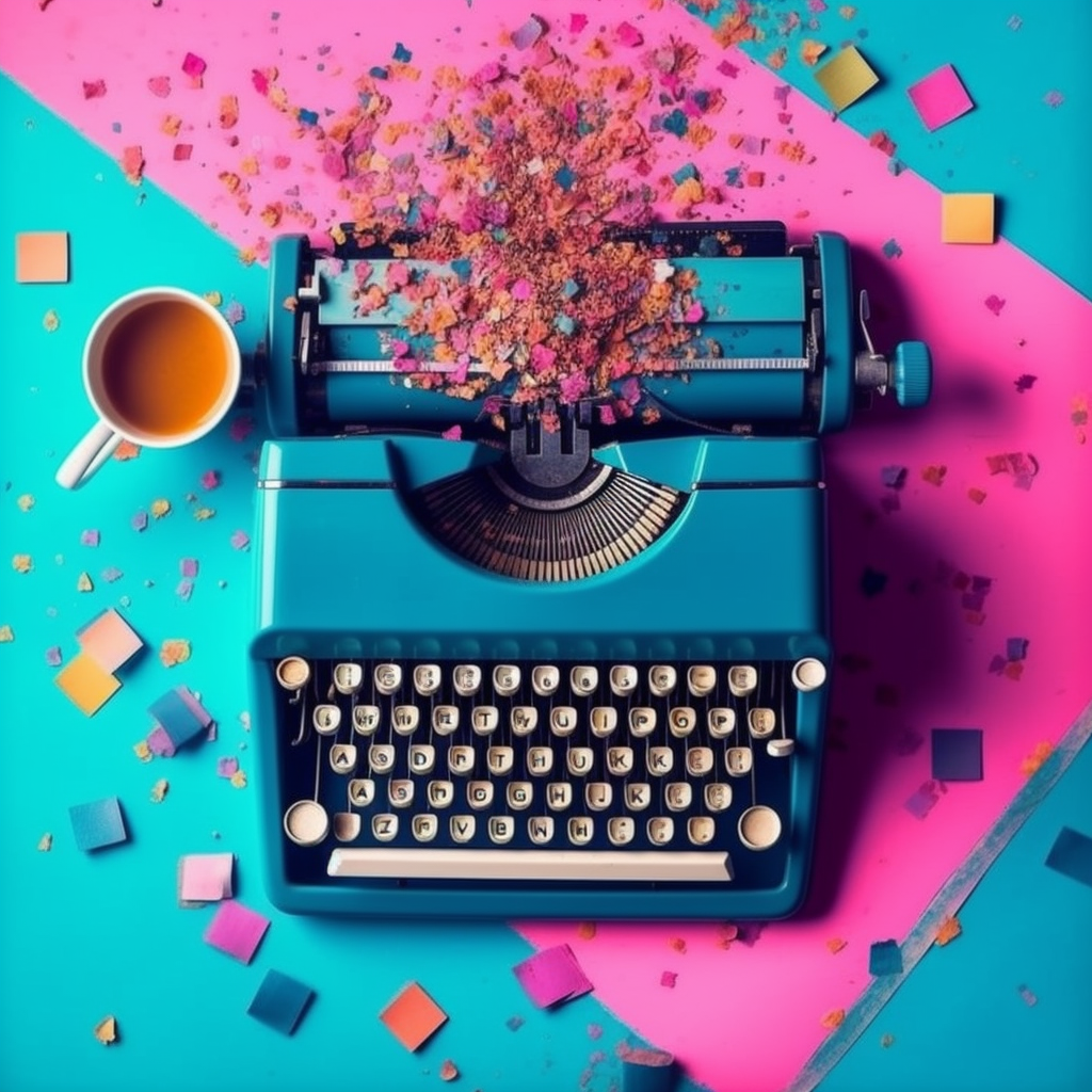 typewriter, confetti, creative, keyword