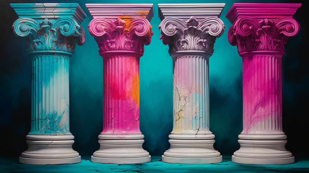 four pillars, marketing, teal and blue, decoding marketing