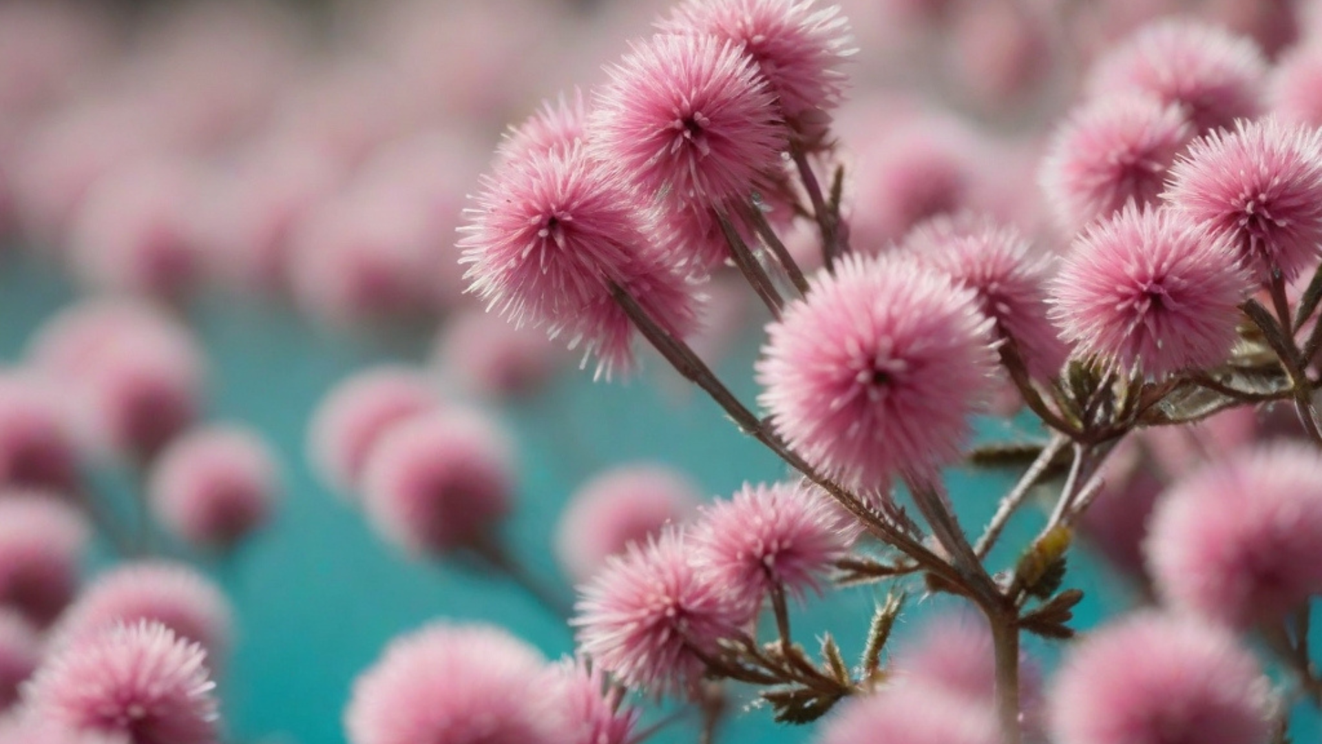 flowers, bokeh, teal and pink flowers, ai imagery