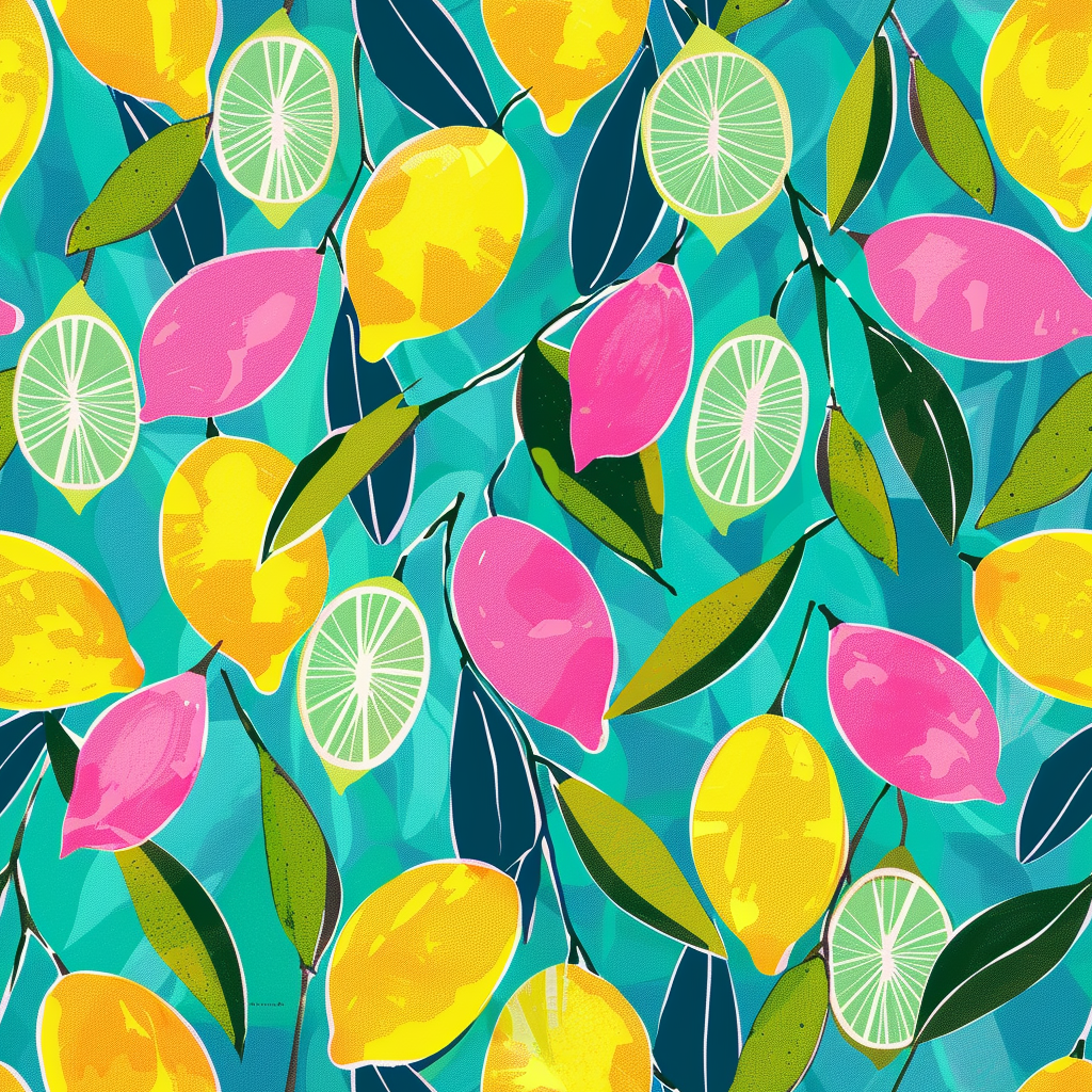 citrus lemon and lime pattern for wallpaper