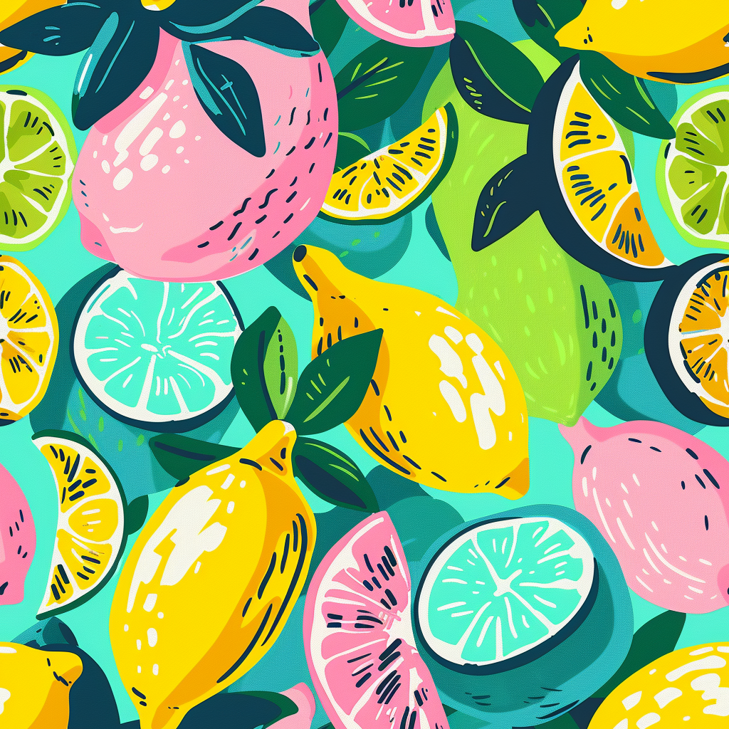 citrus pattern, wallpaper, summertime, lemon and limes