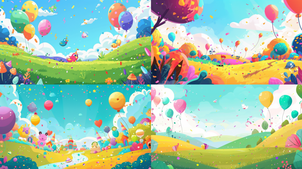 fun, colorful, cartoon background for zoom generated by midjourney